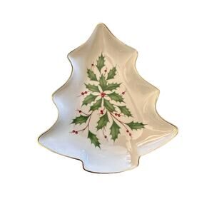 LENOX Holiday Tree Christmas Porcelain Candy Dish Bowl 8"‎ with Original Box